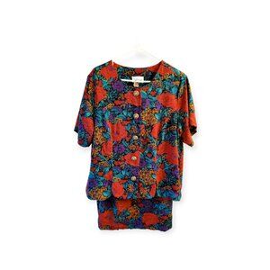 Vintage Kari's Korner Division of Periwinkle Blouse and Skirt Set Size 20